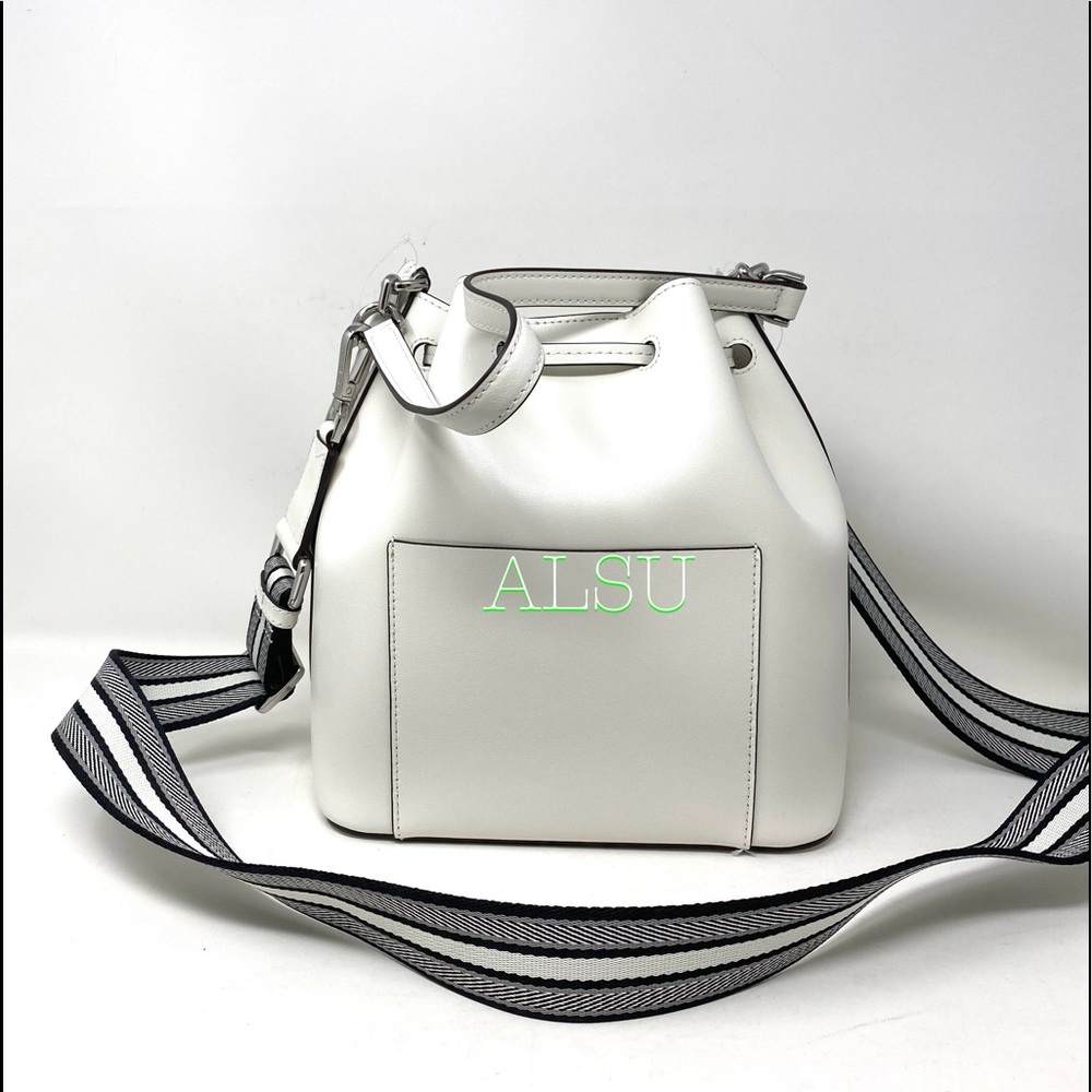 Michael Kors Medium Bucket Leathe Bag Optic White - Picture 4 of 7